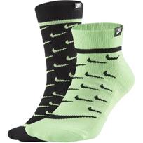 Nike Unisex Logo Socks 2 Packs Black/Green CK5607-902 M