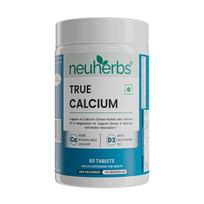Neuherbs True Calcium Supplement Tablets With Vitamin D3 And Magnesium For Adult Bone Joint And Muscle Health 60 Count