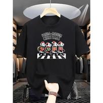 European sizes White T-Shirt Featuring a Cartoon Panda Celebrating Christmas While Crossing The Street S juoda