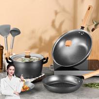 Kobach Maifan Stone Cookware Set Wok 32CM - Frying Pan 26CM - Soup Pot 22CM