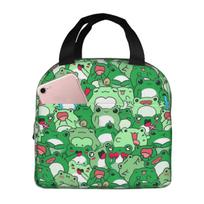 Crowded Cute Frog Pattern Insulated Lunch Bag for Women Kids Portable Food Boxes Thermal Lunch Box Tote One Size