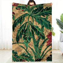 Luxurious Green Teal Maple Leaf Flannel Throw Blanket Soft   Warm All-Season Luxury Bedspread with Green   Golden Leaf 130x150cm51x59in