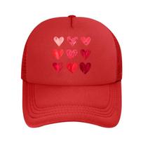 Assorted Red Watercolor Hearts Wall Art  Mesh Baseball Cap Hip Hop Adjustable