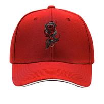 Black Misty Red Rose Print Baseball Cap for Unisex  Summer Breathable Adjustable Casual Golf Cap with  Sandwich Baseball Cap One Size