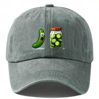 pc Funny Unisexs Baseball Cap with Pickle Jar and Cucumber Print  Summer Sun Protection Lightweight Fabric Cap for Theme Parties Adjustable