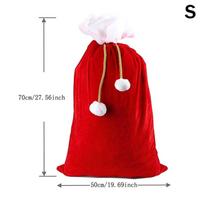 Plush Christmas Santa Sack Cord Drawstring With Pom Pom For Kids Luxury Xmas Gift Bag Merry Christmas 14x16cm