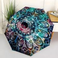 Colorful Mandala Art Print: Vibrant Circular Design for WallsUmbrella with Cute Design,Portable 3-Fold Compact Umbrella for Men&Women,Valent