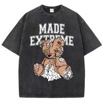 benber vintage Made Extreme Broken Teddy Bear Doll Printing Men Tee Shirts Breathable Casual Clothes Summer Short Sleeve Soft Loose T-Shirt S