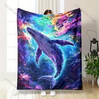 1PC Whale nebula vibrant scene printed blanket all seasons multi-purpose blanket suitable for sofa, camping, travel, car 75x90cm