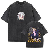 benber vintage Hot Sale Demon Slayer Kimetsu No Yaiba Rengoku Kyoujurou Graphic Print Tshirt Men Women Vintage Washed Cotton Cartoon Loose Casual M