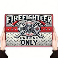 Planetjuice wall art Vintage Firefighter Parking Only Metal Poster Wall Art Garage Decor