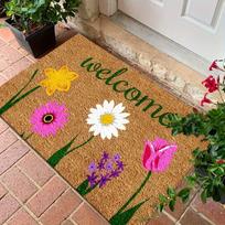 Vibrant Pastoral Floral Welcome Doormat 2D Flat Print Non-Slip Floor Mat for Living Room Bedroom Entryway Home Garden Decor 40x60cm