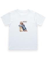 Round Neck Children's T-shirt (Boys) - Adopt, Don't Shop (8 Colours) - White - 0-12M 120