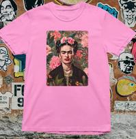 Frida Inspired T-Shirt – Pink Floral Portrait Art Tee Boho Artistic Graphic XXL