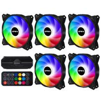 upHere 120mm ARGB PC Case Fans, 5V 3PIN ARGB Silent Type, with 6PIN Fan Hub + Remote Control, Set of 5 [PF1206-5]