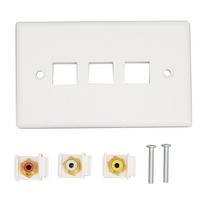 1080P 3RCA Wall Plate Multipurpose 3RCA AV Media Wall Outlet Plates  Subwoofer Audio Port 3RCA