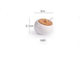 Household Kitchen Supplies Seasoning Jar Ceramic Cruet Salt Pepper Bottle Bamboo Tray Kitchen Seasoning Tool Storage Tank