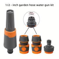 Adjustable Garden Hose Nozzle Water Sprayer Gun with 1/2  & 3/4  Quick Connector Adapter Set for Irrigation Car Wash