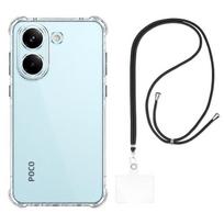 Case and neck strap for Xiaomi Poco X8 Pro 5G - Transparent Soft TPU Adjustable Black Cord Phonillico®