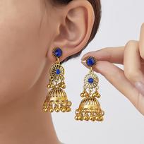 Bohemian Retro Jellyfish Tassel Earrings - High-End, Versatile, and Fashionable mėlyna
