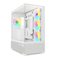 Sharkoon AK7 ARGB WT Mid-Tower PC Case with Rear Connector Support, Pillarless Design, and Four 120mm ARGB PWM Fans (Standard Included). Authorized