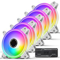 EZDIY-FAB ARGB White PC Case Fans, PWM Auto Control, Quiet, High Performance, with Fan Hub, 5V 3-pin Motherboard Synchronization, Aura Sync