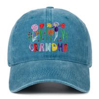 Distressed Embroidered Grandma Duckbill Baseball Cap - Unisex, Breathable, Sun Protection Hat Adjustable ežero mėlyna spalva