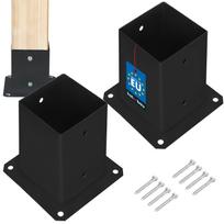 Wooden Pole Base Screwed To Concrete Black Steel 90X90 Mm 2 Pcs