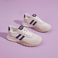 Women's 2025 Spring German Training Shoes - Thick Sole, Versatile Cloth Surface, Patchwork Style, Casual Fashion Sneakers 38 juoda
