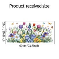 1PCS Painted Tulip Butterfly Leaf Glass Doors and Windows Home Decoration Window Sticker Uv Material (as the picture,27x60CM)