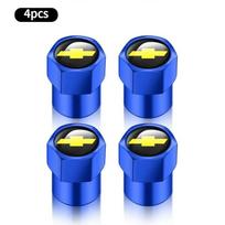 4Pcs/Set Tire Valve Caps Premium Metal Rubber Seal fit for Chevrolet Silverado Impala Malibu Equinox Cruze Camaro Blazer Aveo