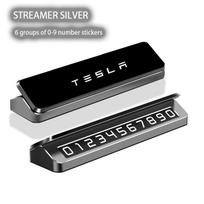 Metal Hidden Noctilucent Car Stop Card Temporary Parking Number Plate For Tesla Model Y Juniper Model 3 X S 2026 Accessories