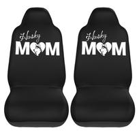 Husky Mom Pattern Print Car Seat Covers Set for Womens 2pcs Auto Front Seat Protector Universal Car Interior Accessories Full