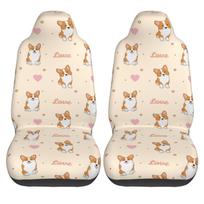 Cute Cartoon Corgi Dog Print 2 Pieces Covers Front Car Seat Universal Protector Cushion Cover Saddle Comfort Covers Fit Most Car