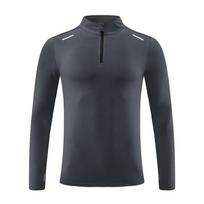 Men's Quick-Dry Half-Zip Long Sleeve Sports T-Shirt - 2024 Spring/Autumn Running & Fitness Apparel XL pilka