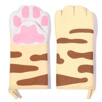 Microwave Non-Slip Heat Resistant Oven Mitts Cat Paws Insulation Gloves Cartoon Animal