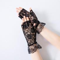 Summer Half Finger Lace Gloves Solid Color Elastic Sun Protection Gloves Breathable Thin Touch Screen Gloves Bride Accessories