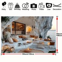 2D Coastal Cave Home Backdrop for Photoshoot & Studio Decoration 47.2x31.5inch/120*80cm