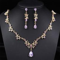 Korean Water Drop Zirconia Necklace & Earrings Set for Brides