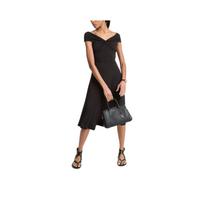 Michael Kors Elastic Viscose Off-Shoulder Midi Short Sleeve Dress Women dresses Black MT5831DH69-001 XS