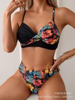 2024 Xinsi Swimsuit, Women's Sexy Split Printed Bikini, European and American Swimsuit S