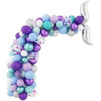 T02C!Mermaid Balloon Garland Arch Kit Long Green Purplee White Confetti Latex Balloons Theme Girl Birthday Party Supplies