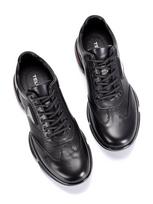 Men's Versatile Cowhide Lace-up Low-top Air Cushion Shoes - Trendy Business Casual for All Seasons 43 juoda