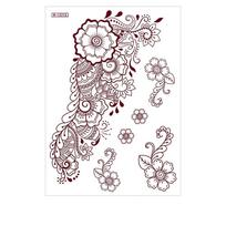 Red Mehndi Stickers Henna Tattoo Stickers Fake Tattoo for Women Legs Arm Temporary Tattoo Wedding Tool India Flower