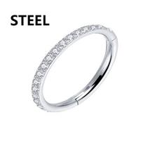 G23 Titanium Piercing Hinged Segment Hoops CZ Stone Nose Rings Clicker Ear Cartilage Tragus Helix Earrings Piercing Body Jewelry 1.2x8mm