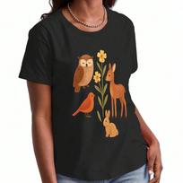 Wolf Mountain Sunset Wounisex's Cotton T Shirt, Premium Cotton Graphic Print, Durable, Casual Fashion, Featuring A Serene Wilderness Scene With A Wolf S