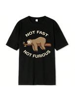 Not Fast Not Furious Sloth Sleeps Hanging From Branches T-Shirt Fashion Tee Clothes Soft T-Shirts Hip HopTops Graphic Shirts S