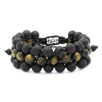 2020 Volcano Lava Tiger Eye Stone Woven Adjustable Multi-layer Bracelet