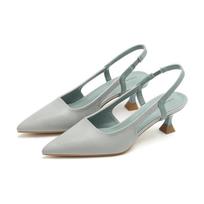 Ladies Simple Temperament Rear Empty Sandals Female Professional Commuting Baotou Sandals Pointed Thin Heel Single Shoes Female 34