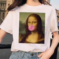 Mona Lisa marškinėliai Hip Hop 90S Laisvalaikiai trumpomis rankovėmis marškinėliai Drabužiai Gatvės apranga Harajuku Style T 3XL balta